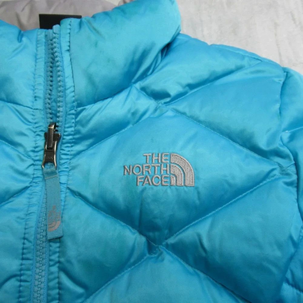 North Face Down Jacket Girls Medium 10/12 Blue Light Quilted‎ Puffer Aconcagua